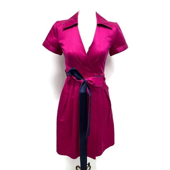 Diane von Furstenberg Fuchsia Silk Wrap Dress - Picture 1 of 4